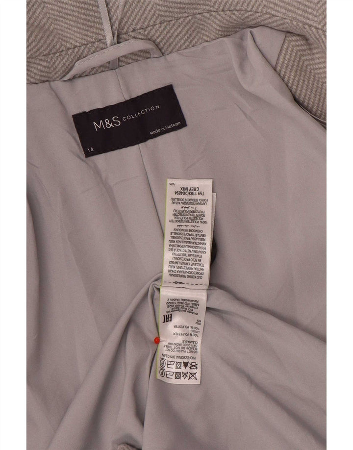 Marks & Spencer Manteau pour femme UK 44 Large Gris à chevrons Polyester