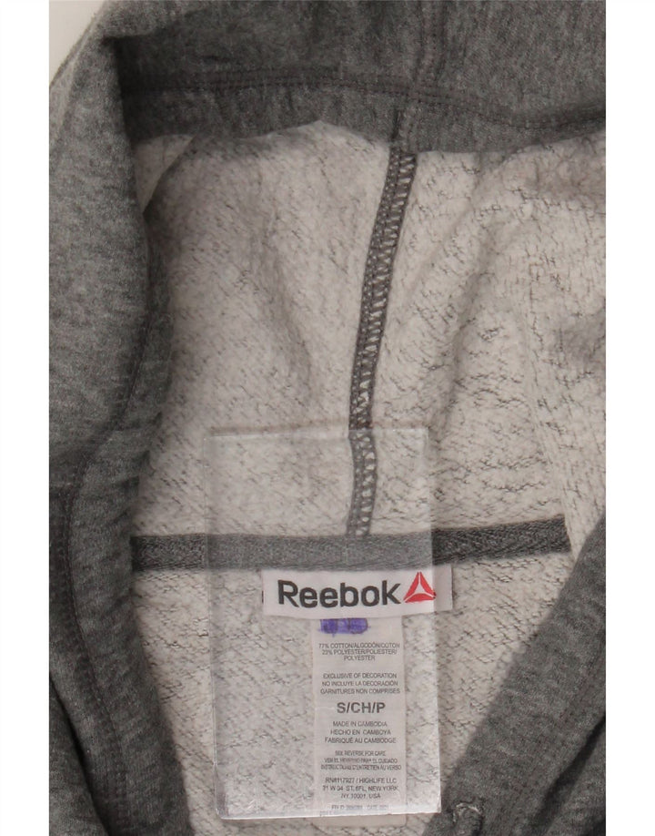Reebok Pull à capuche zippé homme petit gris coton