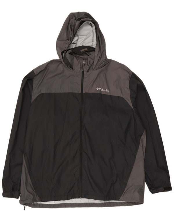 Columbia Veste de pluie à capuche pour homme UK 44 2XL Noir Colorblock Nylon