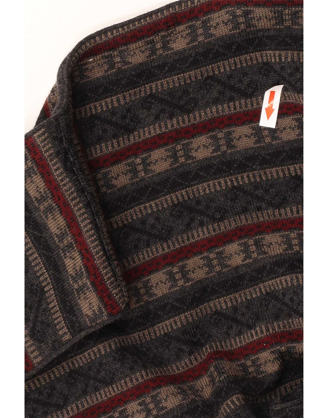 gilet tricoté vintage pour homme gris moyen Fair Isle Virgin Wool