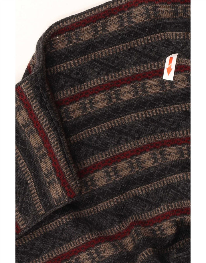 gilet tricoté vintage pour homme gris moyen Fair Isle Virgin Wool
