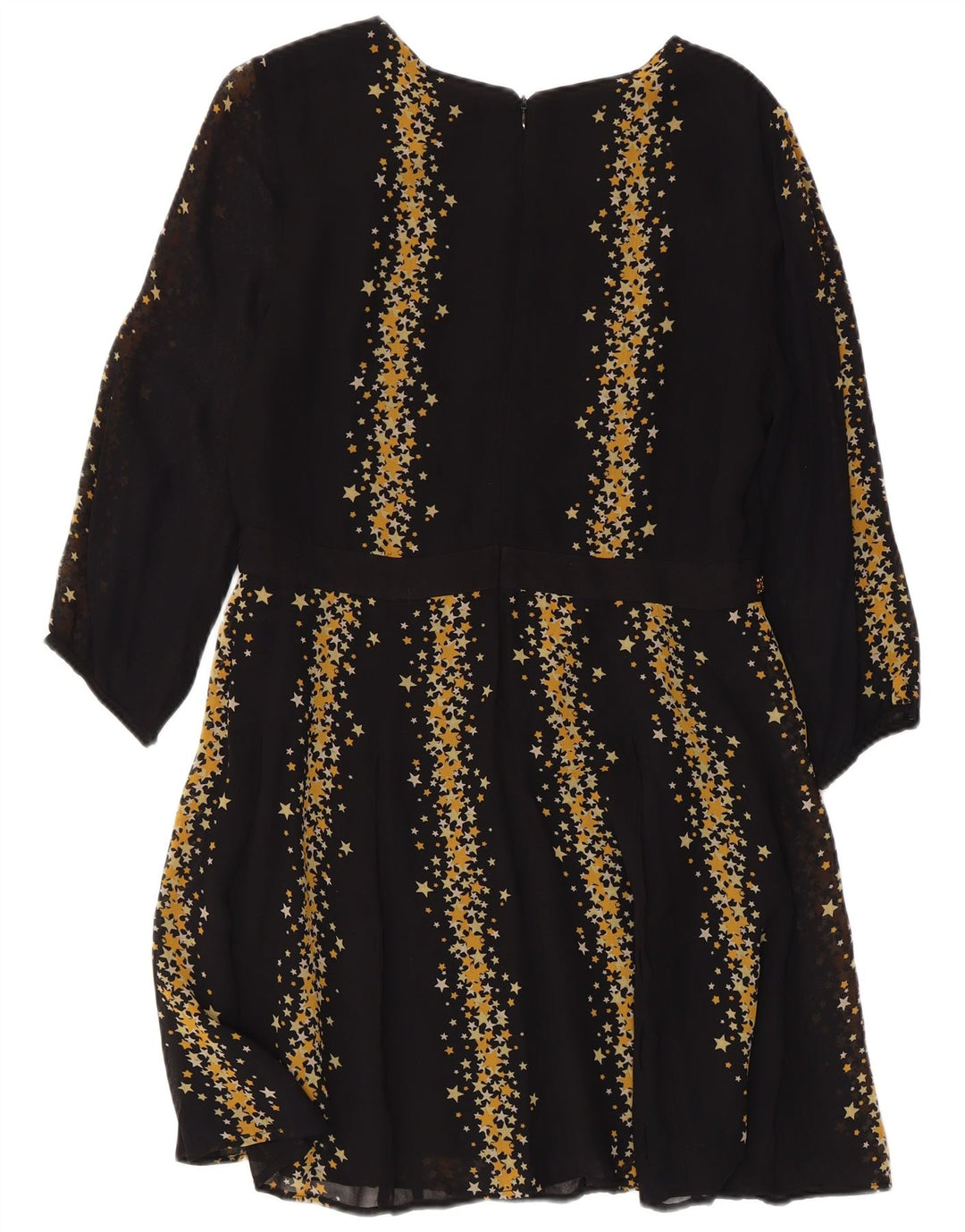 MONSOON Robe trapèze à manches 3/4 à motif abstrait pour femme UK 12 Noir moyen