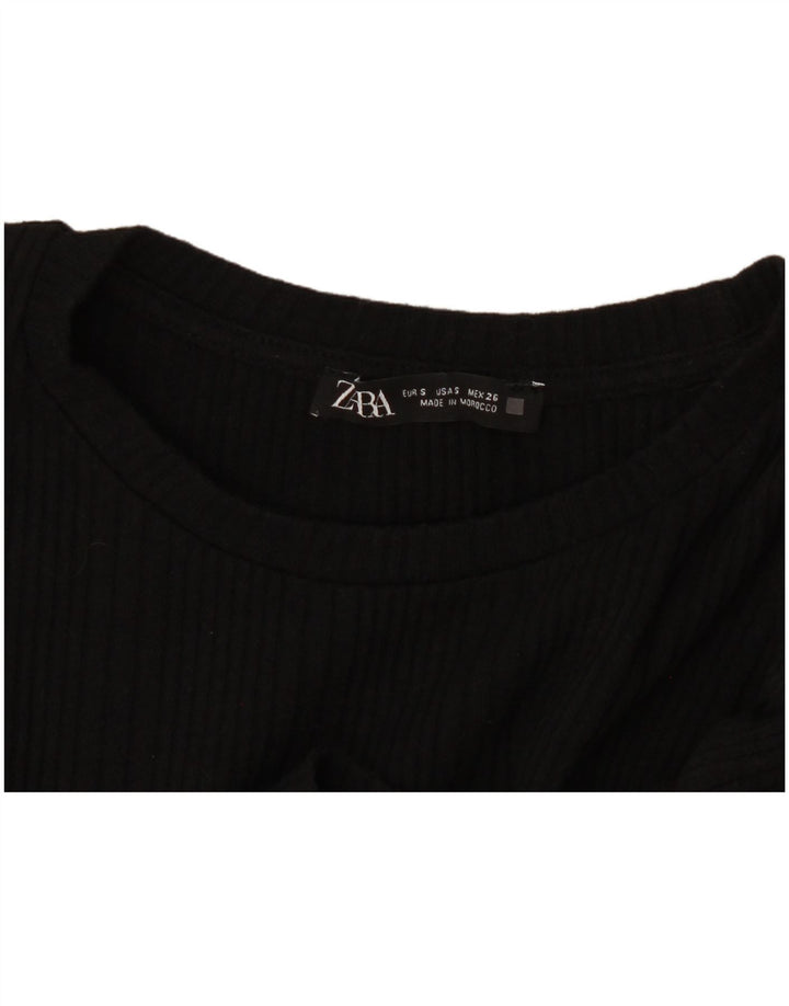 Zara Chemisier court à manches longues pour femme UK 10 Petit Noir
