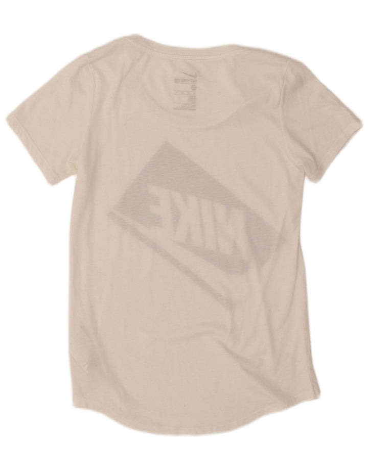 Nike T-shirt graphique surdimensionné pour femme UK 6 XS Blanc Polyester