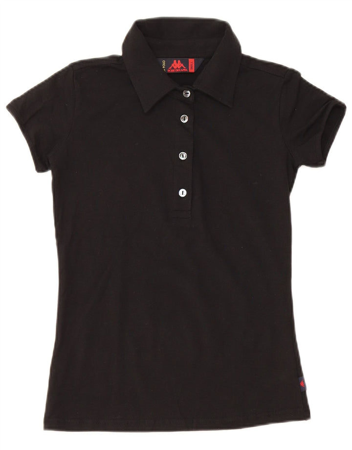 KAPPA Polo Femme UK 8 Small Noir Coton