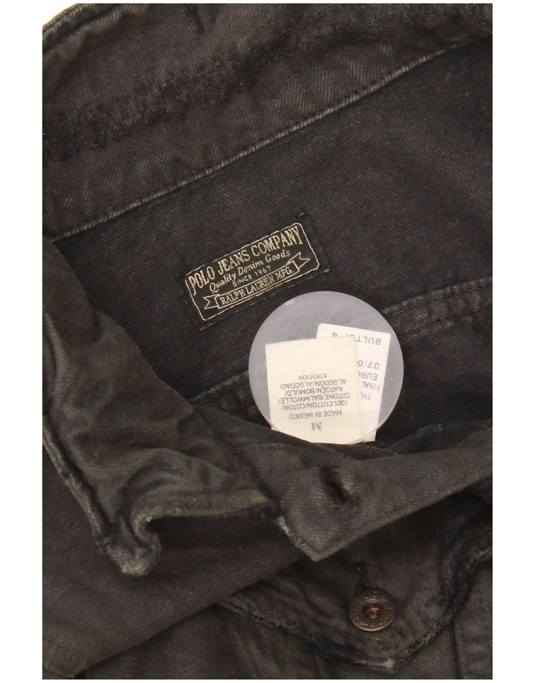 Polo Ralph Lauren Veste en jean courte en détresse pour femme UK 14 Noir moyen