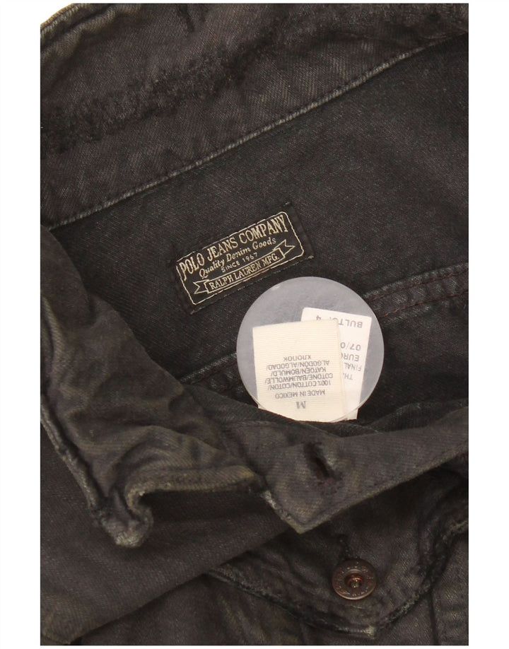 Polo Ralph Lauren Veste en jean courte en détresse pour femme UK 14 Noir moyen
