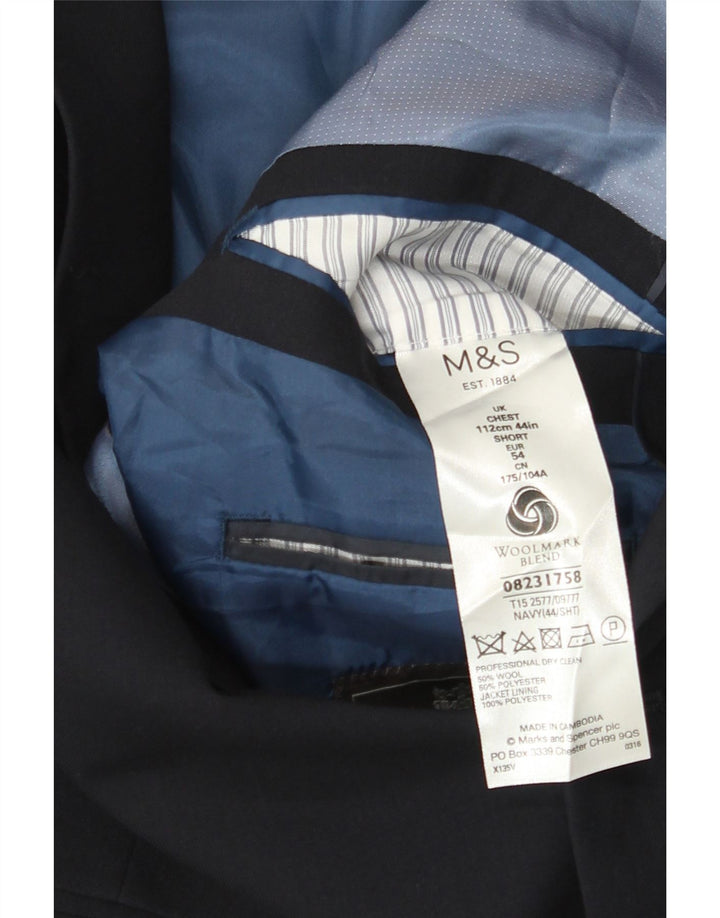 Marks & Spencer Veste blazer courte à 2 boutons pour homme UK 44 XL Bleu marine en laine