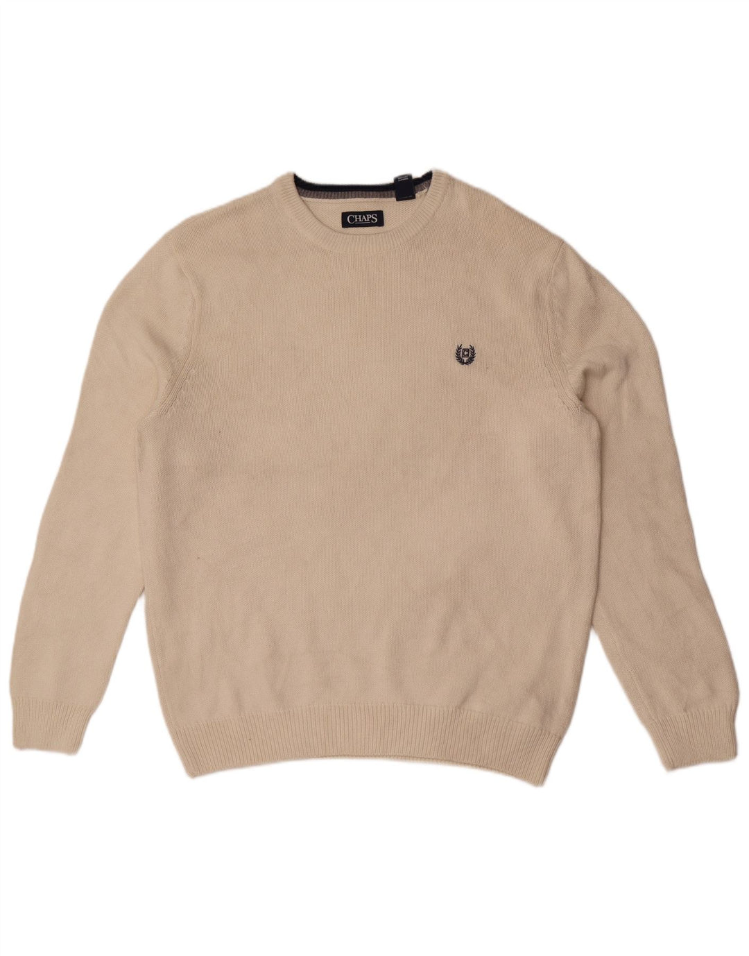 Chaps Pull à col rond pour homme en coton blanc cassé