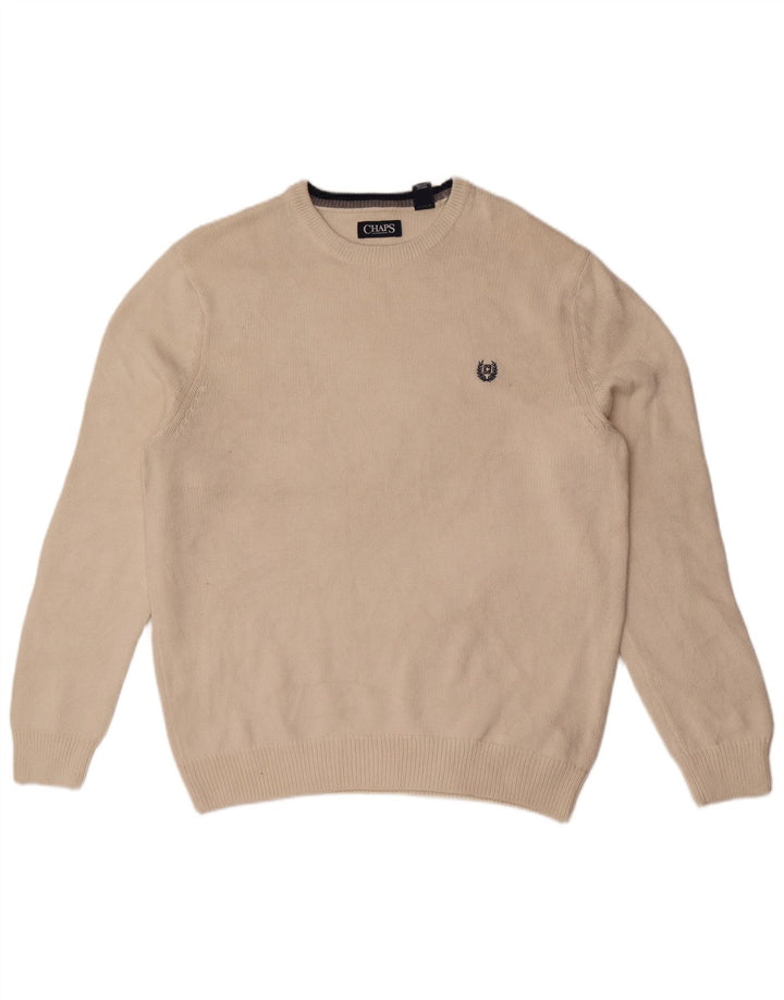Chaps Pull à col rond pour homme en coton blanc cassé