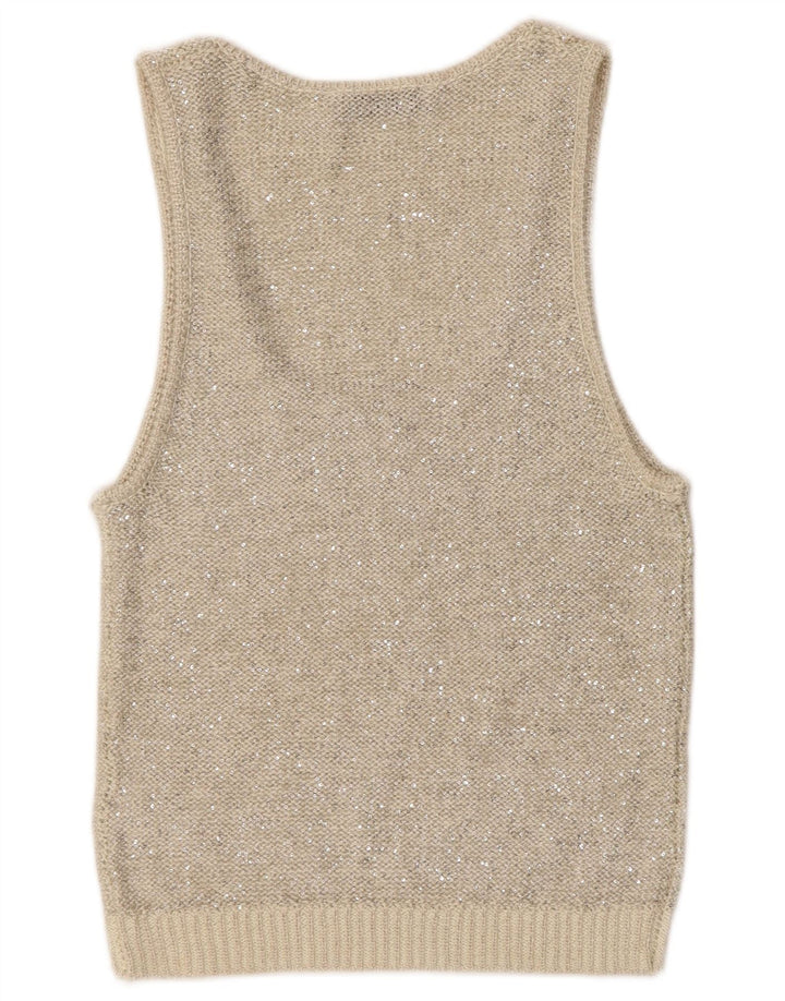 Zara Débardeur en tricot pour femme UK 12 Gris moyen Polyester