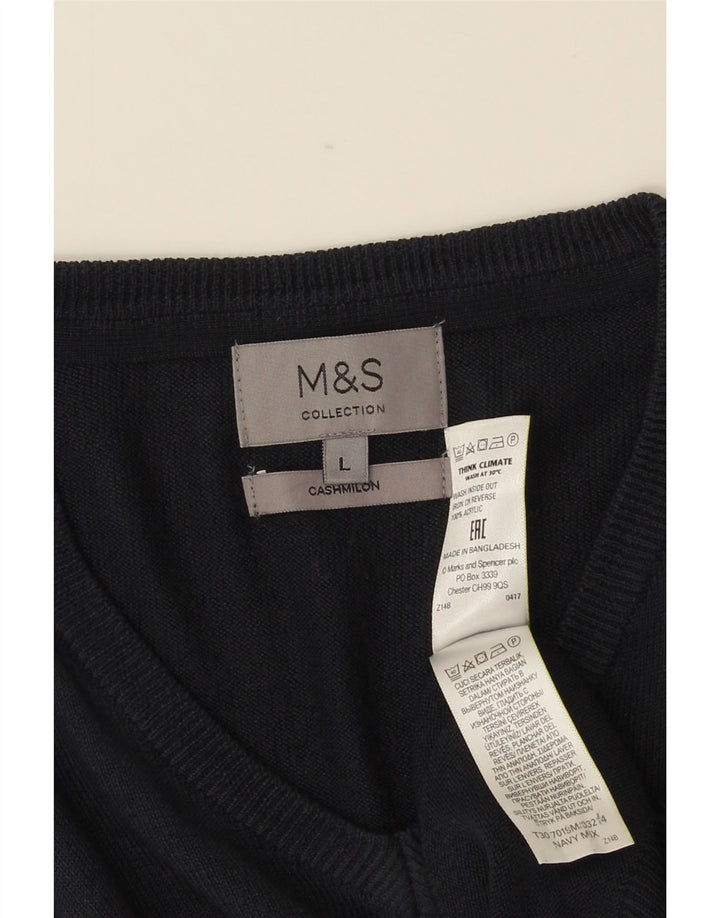 MARKS & SPENCER Pull col V pour homme en acrylique bleu marine Taille L