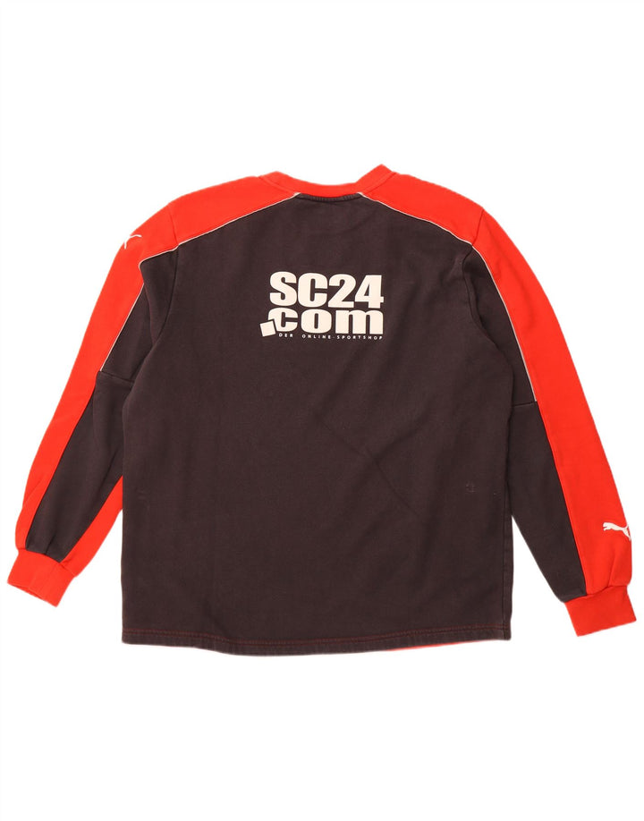 PUMA Sweat-shirt graphique pour homme en coton color block Rouge Taille L