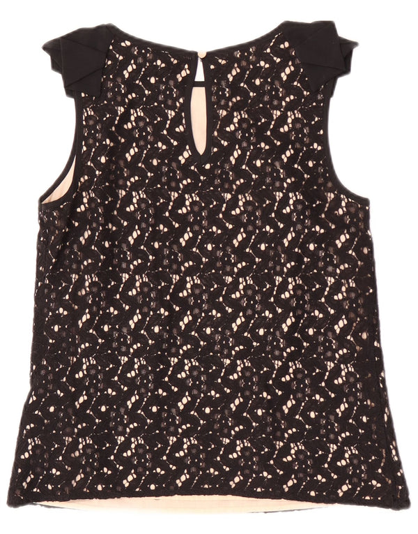Oasis Chemisier sans manches en dentelle pour femme UK 10 Petit coton floral noir