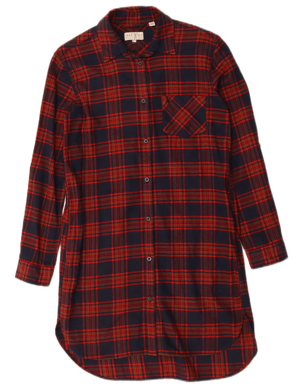 Jack Wills Robe chemise surdimensionnée pour femme UK 6 XS Bleu marine à carreaux en coton