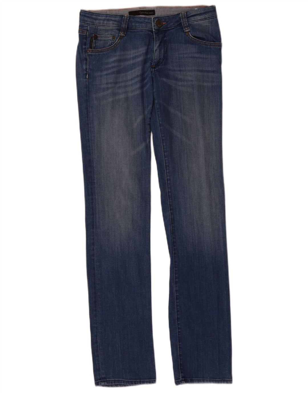 CALVIN KLEIN Jean Slim Regular Fit Femme W28 L33 Bleu Coton