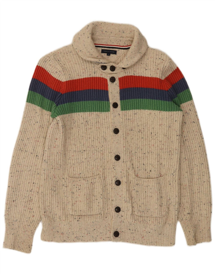 TOMMY HILFIGER Pull Cardigan Garçon 15-16 ans Beige Colourblock Coton