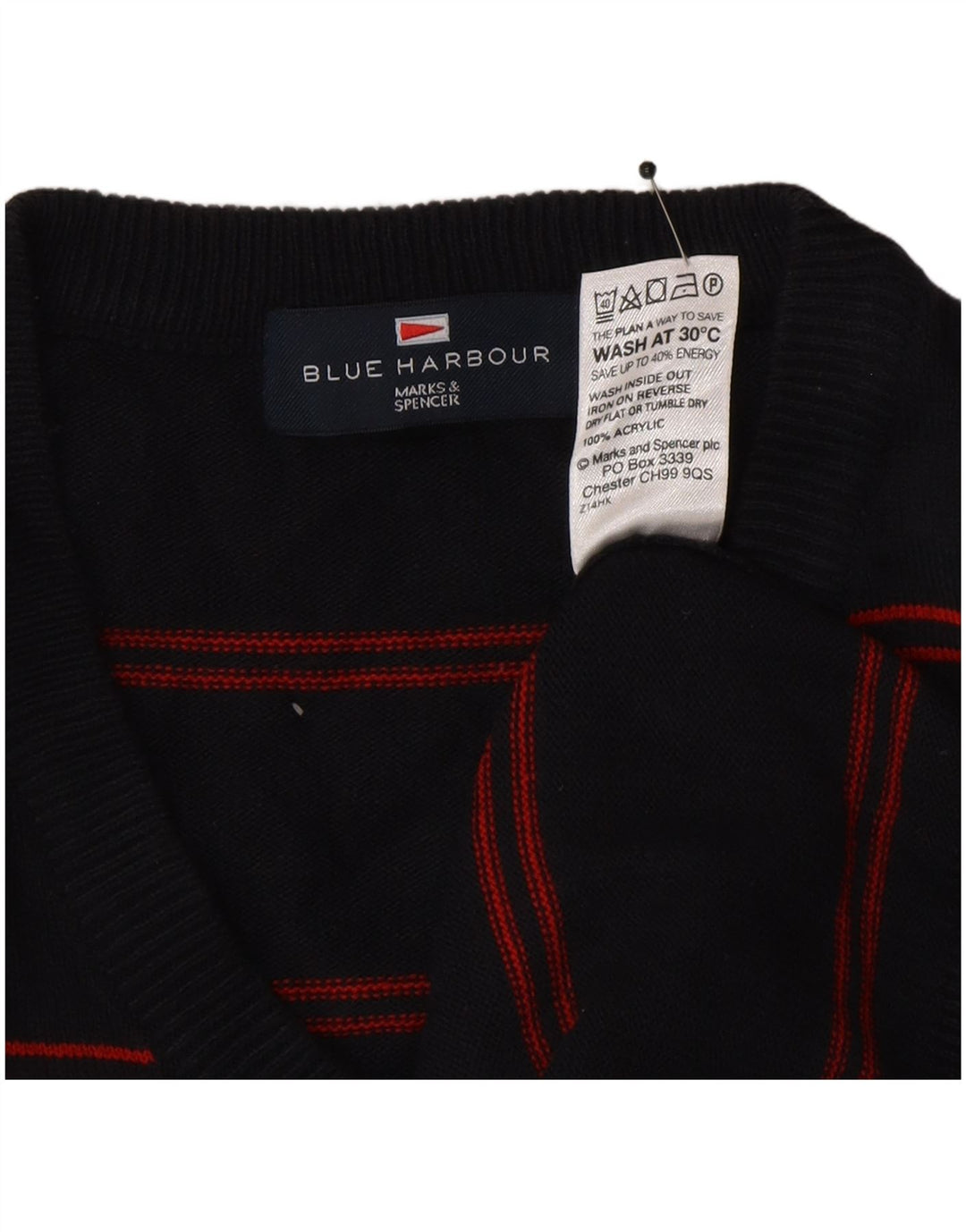 Marks & Spencer Pull à col en V Blue Harbor pour hommes, grand bleu marine