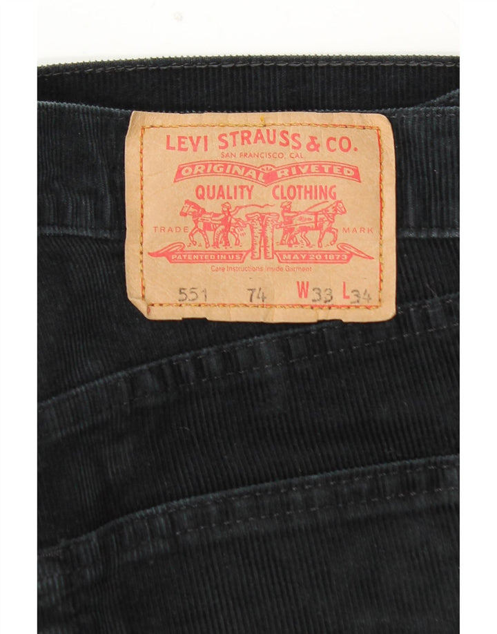 LEVI'S Pantalon Droit 551 Velours Côtelé Homme W33 L30 Noir Coton