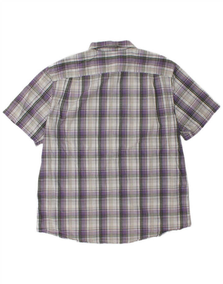 EDDIE BAUER Chemise à manches courtes pour homme Coupe classique XL Violet à carreaux