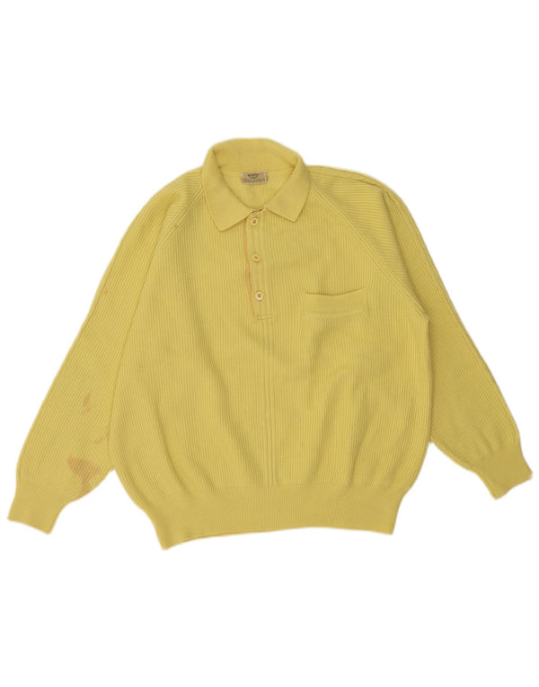 vintage Mens Polo Neck Jumper Pull XL Laine Jaune