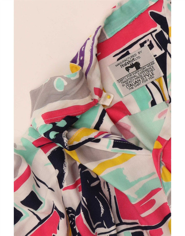 Chemise graphique vintage à manches courtes pour hommes, patchwork multicolore moyen