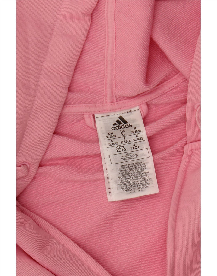 ADIDAS Pull à capuche zippé graphique pour femmes UK 20/22 XL Rose Polyester