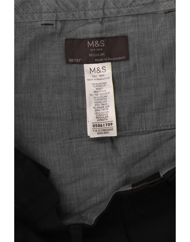 Marks & Spencer Pantalon de costume classique pour homme W38 L31 Noir Polyester