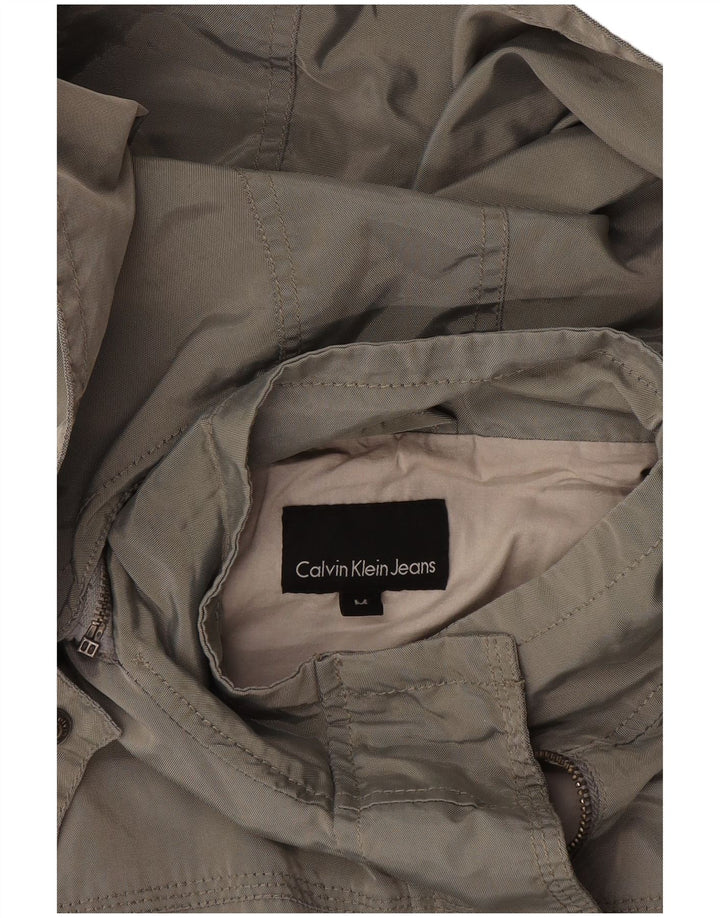 Calvin Klein Jeans Veste utilitaire à capuche pour femme UK 14 Gris moyen
