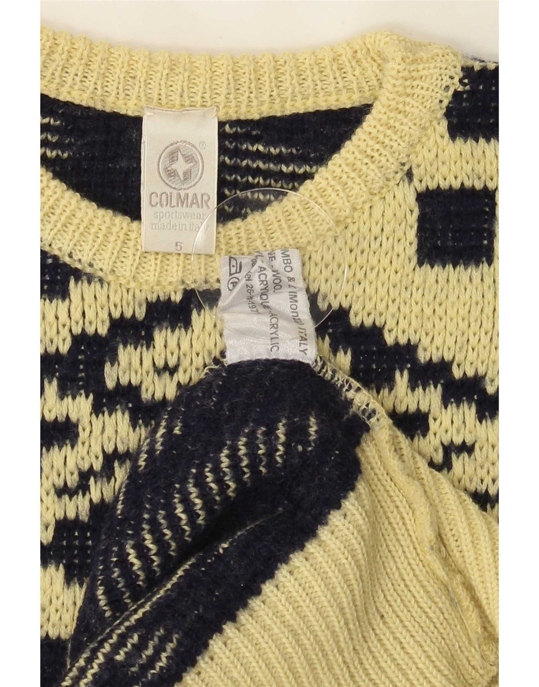 Colmar Pull Col Rond Laine Géométrique Jaune Moyen Homme