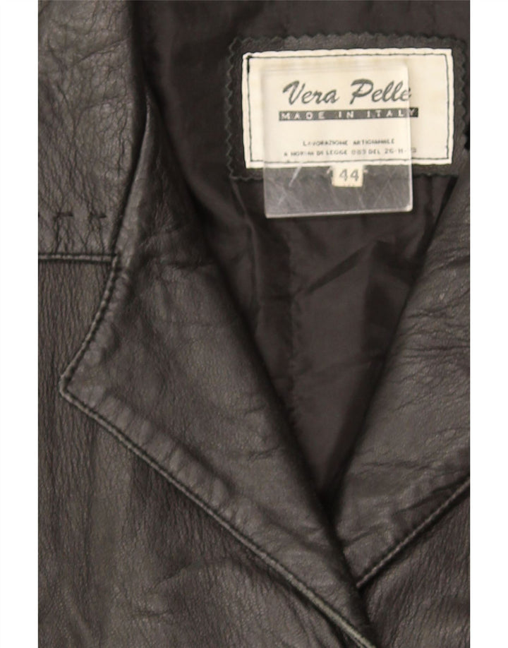 Veste en cuir femme vintage IT 44 Cuir noir moyen