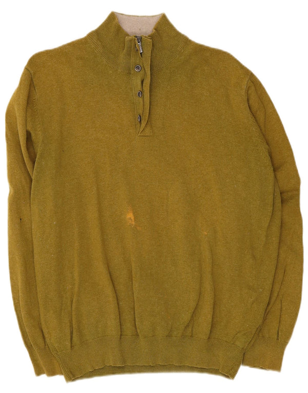 Massimo Dutti Pull col boutonné pour homme XL en coton vert