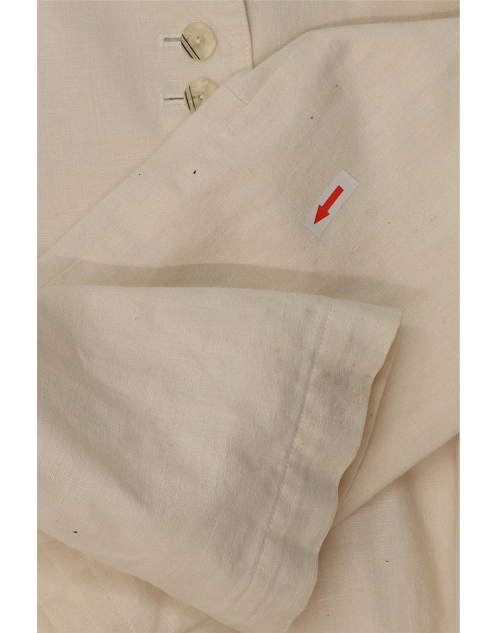 VINTAGE Veste blazer longue femme UK 14 Blanc moyen