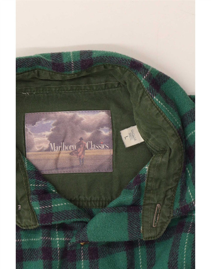 Marlboro Classics Chemise en flanelle pour hommes à carreaux verts larges