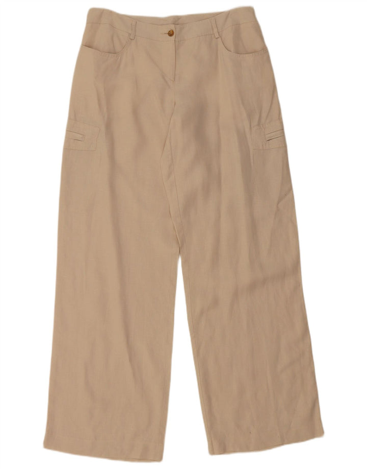 Pantalon Cargo Droit Femme Vintage IT 46 Grand W32 L32 Lin Beige