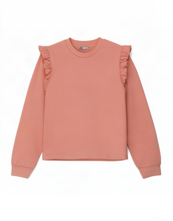 Zara Womens Crop Sweatshirt Jumper UK 10 Petit Coton Rose