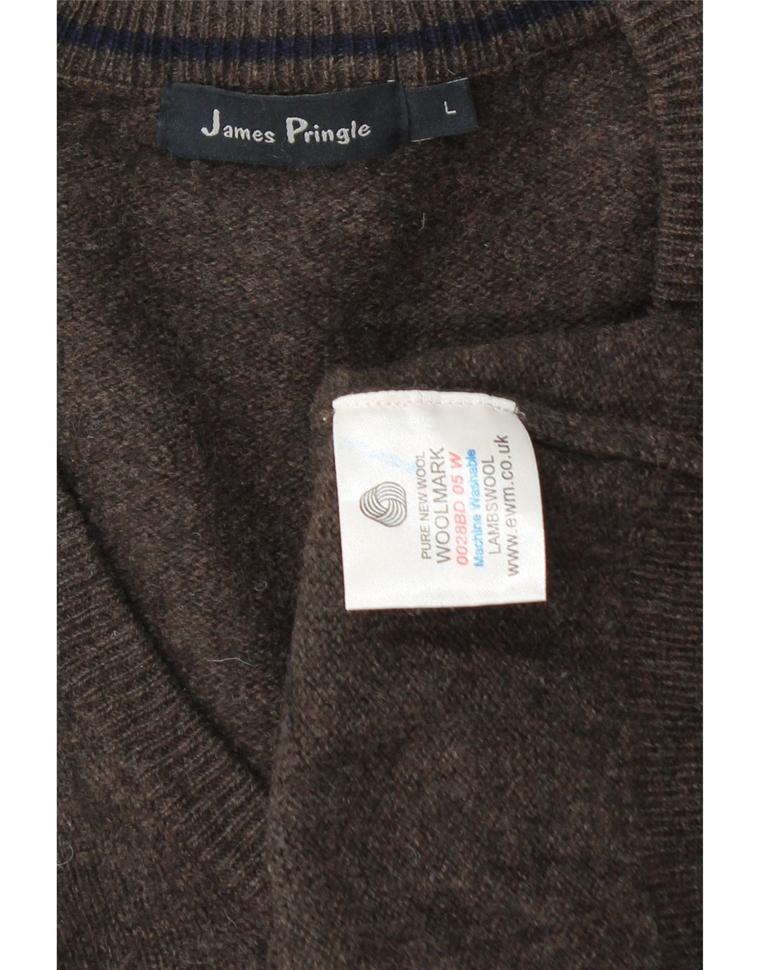 James Pringle Pull col V pour homme en laine d'agneau Marron Taille L