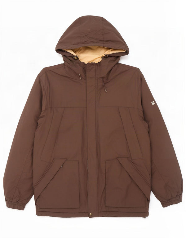 Slam Mens Hooded Padded Jacket UK 42 XL Brown Nylon