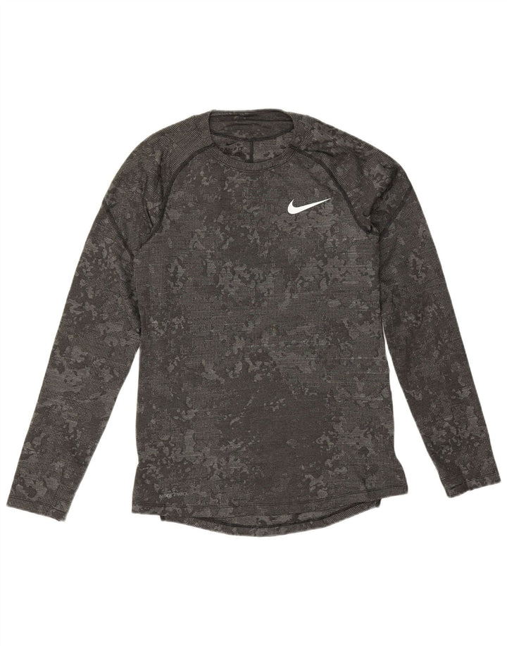 Nike Hommes Dri Fit Slim Fit Haut à manches longues Petit Gris Camouflage Polyester
