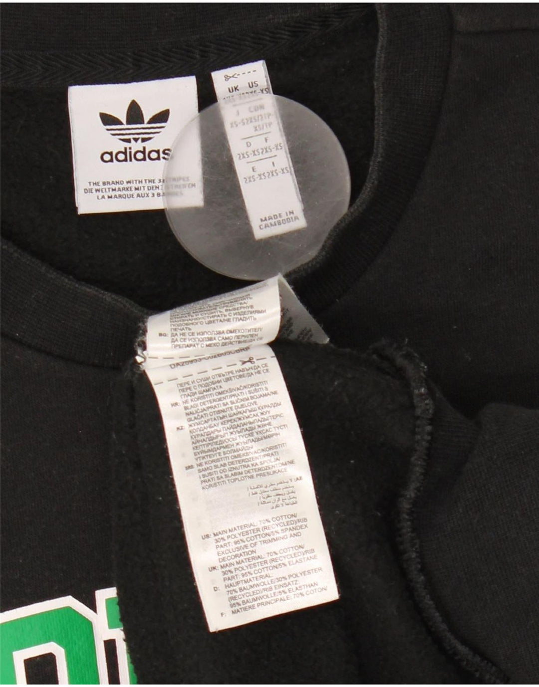 Adidas Sweat-shirt surdimensionné graphique pour homme 2XS en coton noir