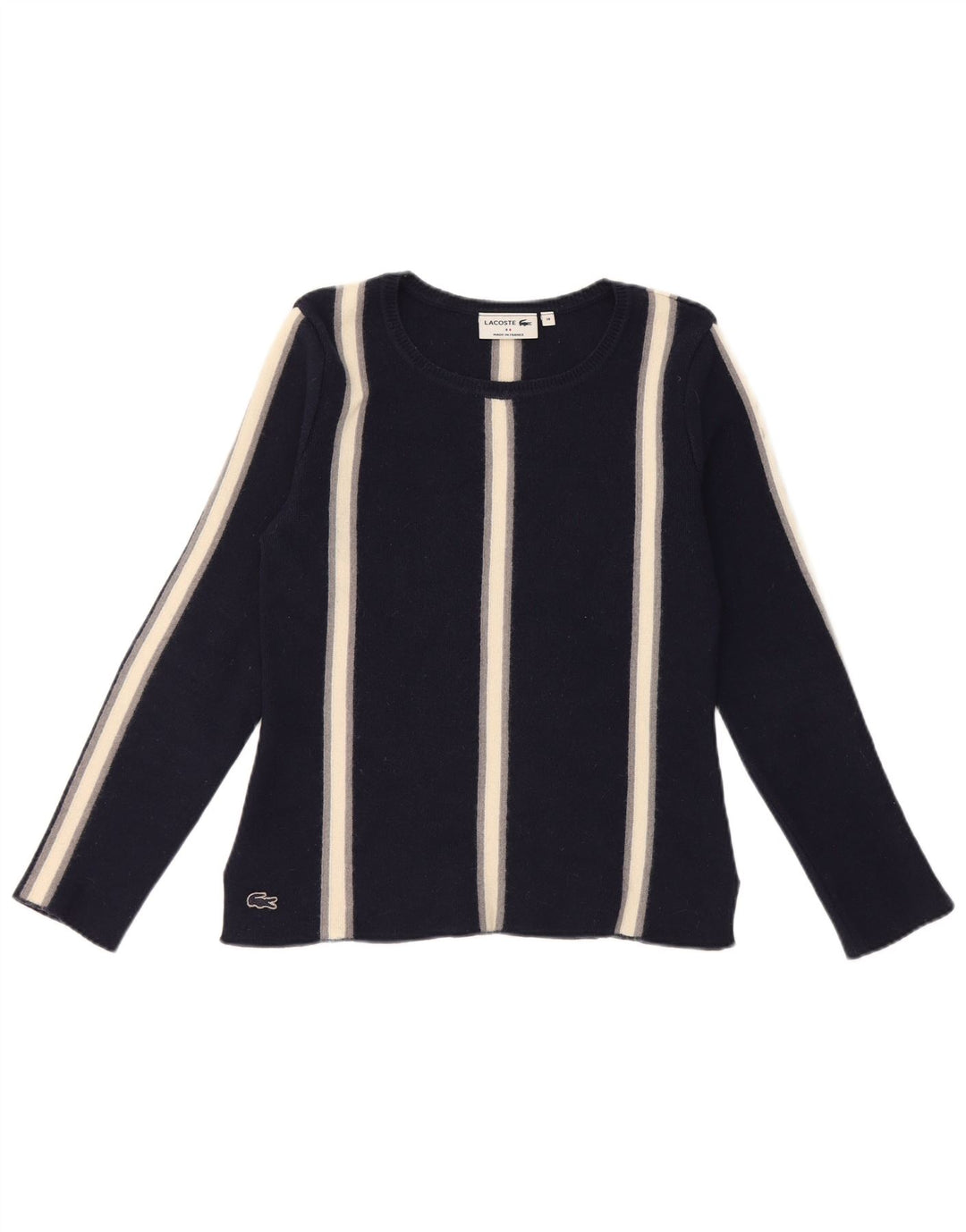 Lacoste Womens Boat Neck Jumper Pull Taille 38 Moyen Bleu Marine Rayé
