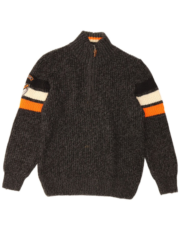 Superdry Pull col zippé pour homme 2XL Gris Rayé Acrylique