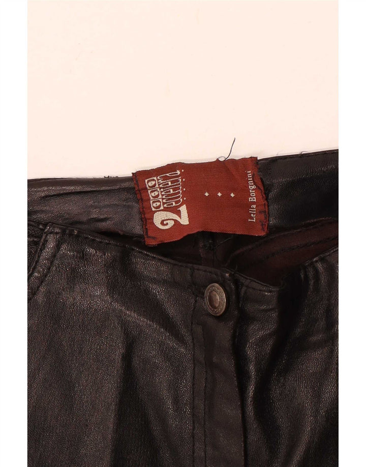 Pantalon évasé en cuir femme vintage W28 L30 Noir