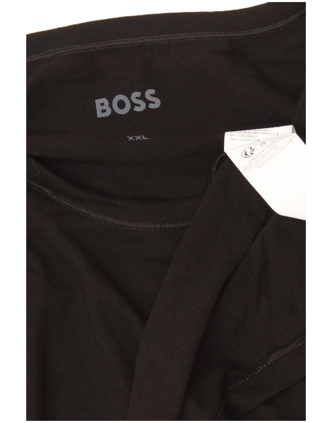 HUGO BOSS Homme Top Manches Longues 2XL Noir Coton