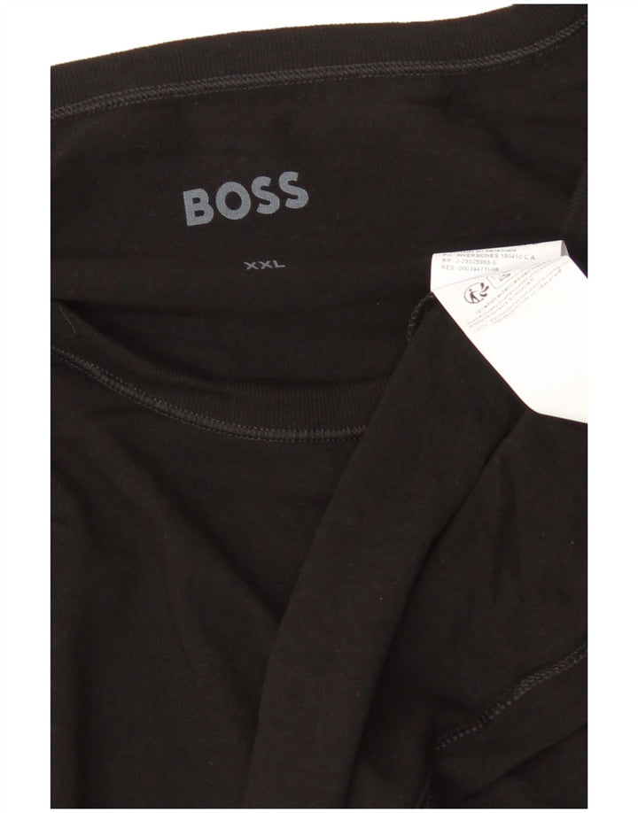 HUGO BOSS Homme Top Manches Longues 2XL Noir Coton