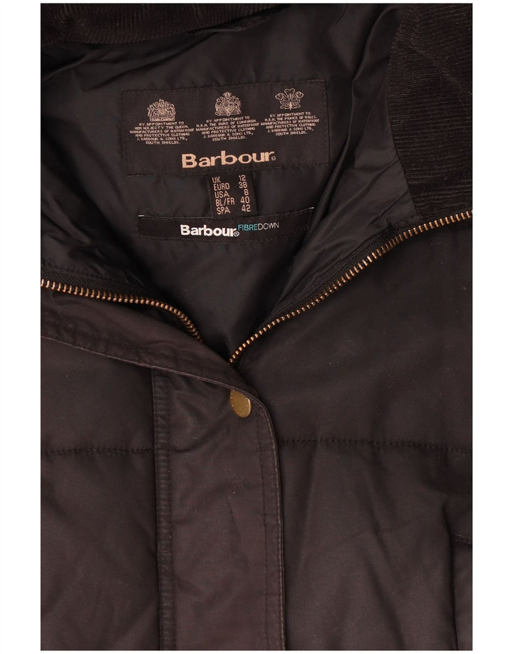 Barbour Manteau rembourré à capuche pour femme UK 12 Medium Noir