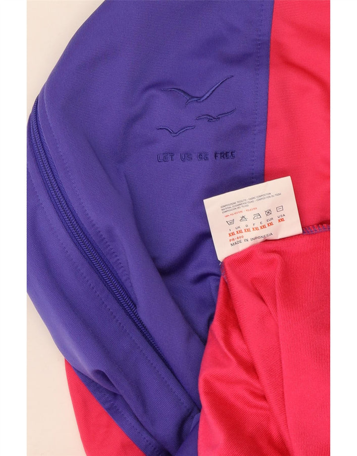vintage Mens Survêtement Top Veste 2XL Rouge Colourblock Polyester
