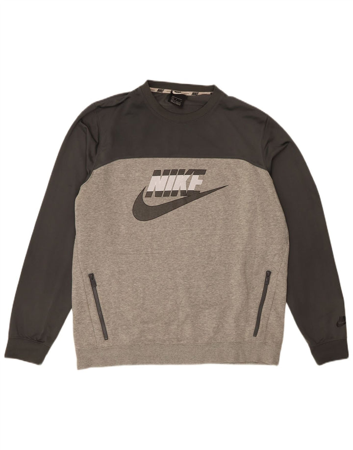 Nike Sweat-shirt graphique pour homme en coton color block Gris Taille L