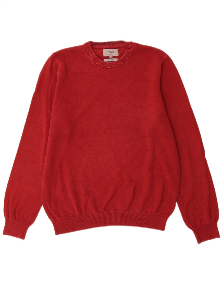 Marks & Spencer Pull Col Ras du Cou Homme Rouge Moyen Coton