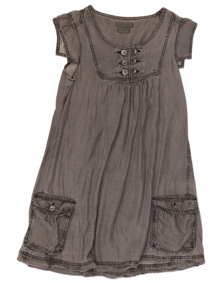 Ted Baker Robe trapèze pour femme Taille 2 Petit Lyocell Gris